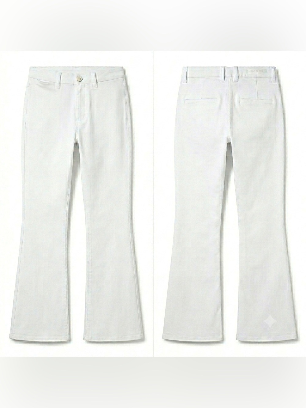 1822 Denim Better Butter White Flare Jeans Size 14/32 Minimalist Slit Pocket EUC